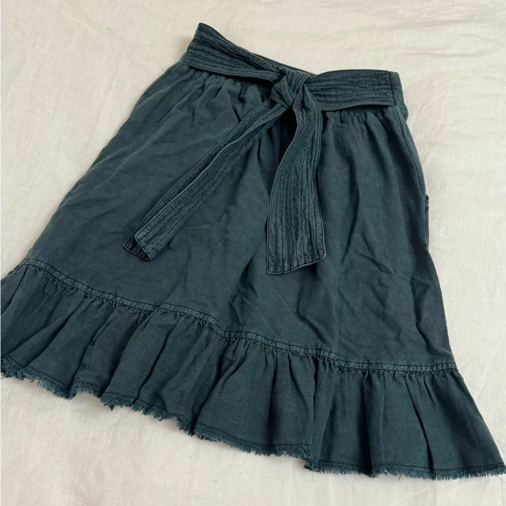 ANTHROPOLOGIE Pilcro Amora Ruffled Mini Skirt In Teal Blue Size XS Beach Coast - Picture 16 of 16